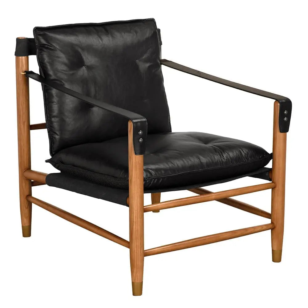 Noir Luther Chair, Ebony Black Leather