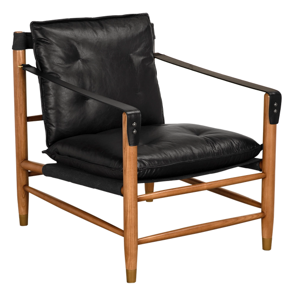 Noir Luther Chair, Ebony Black Leather