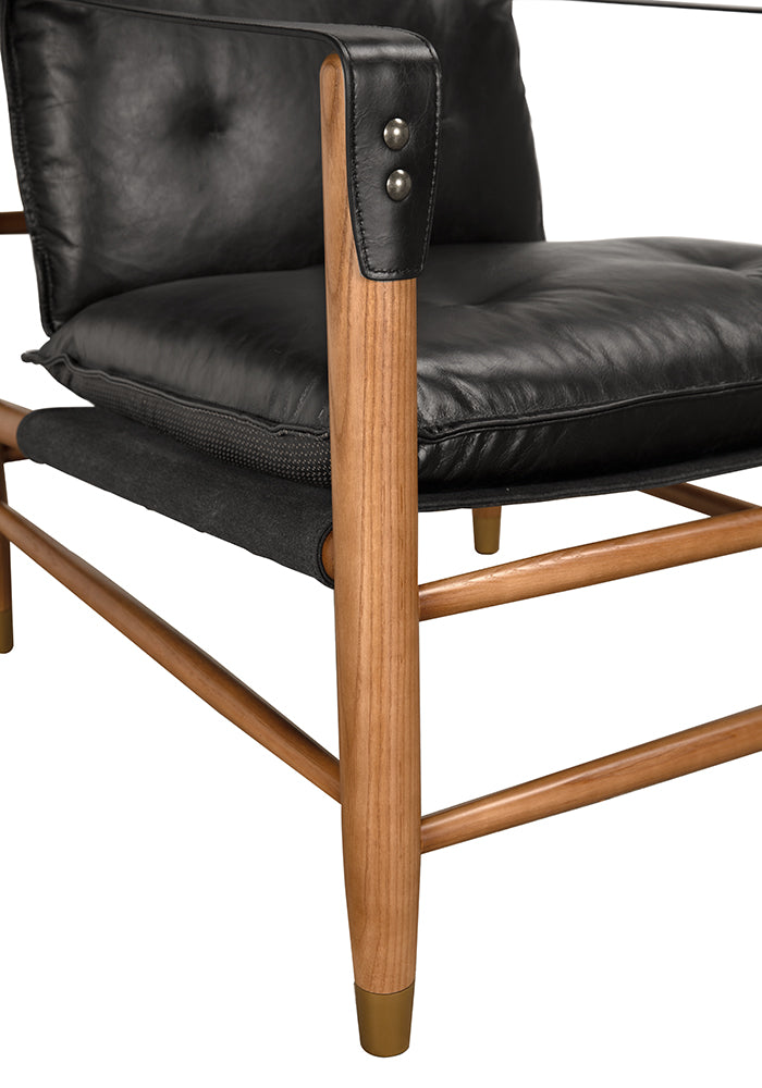 Noir Luther Chair, Ebony Black Leather