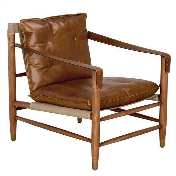Noir Luther Chair, Cuba Brown Leather W/Canvas