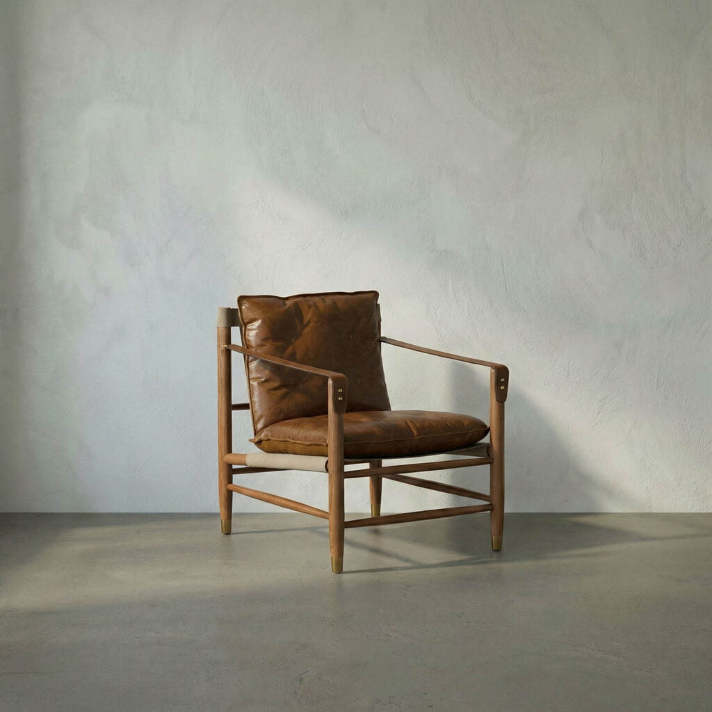 Noir Luther Chair, Cuba Brown Leather W/Canvas