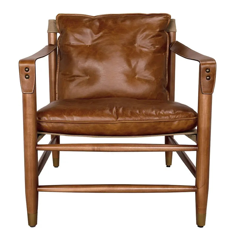 Noir Luther Chair, Cuba Brown Leather W/Canvas