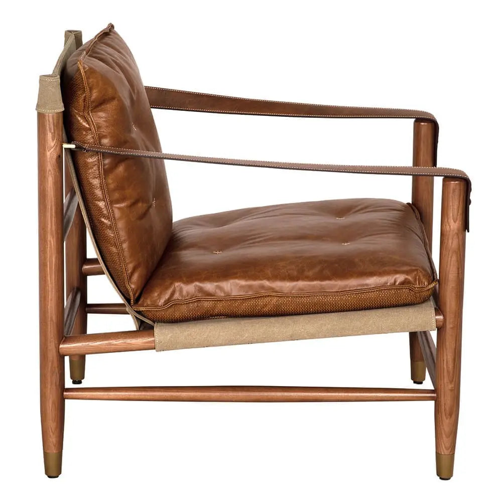 Noir Luther Chair, Cuba Brown Leather W/Canvas