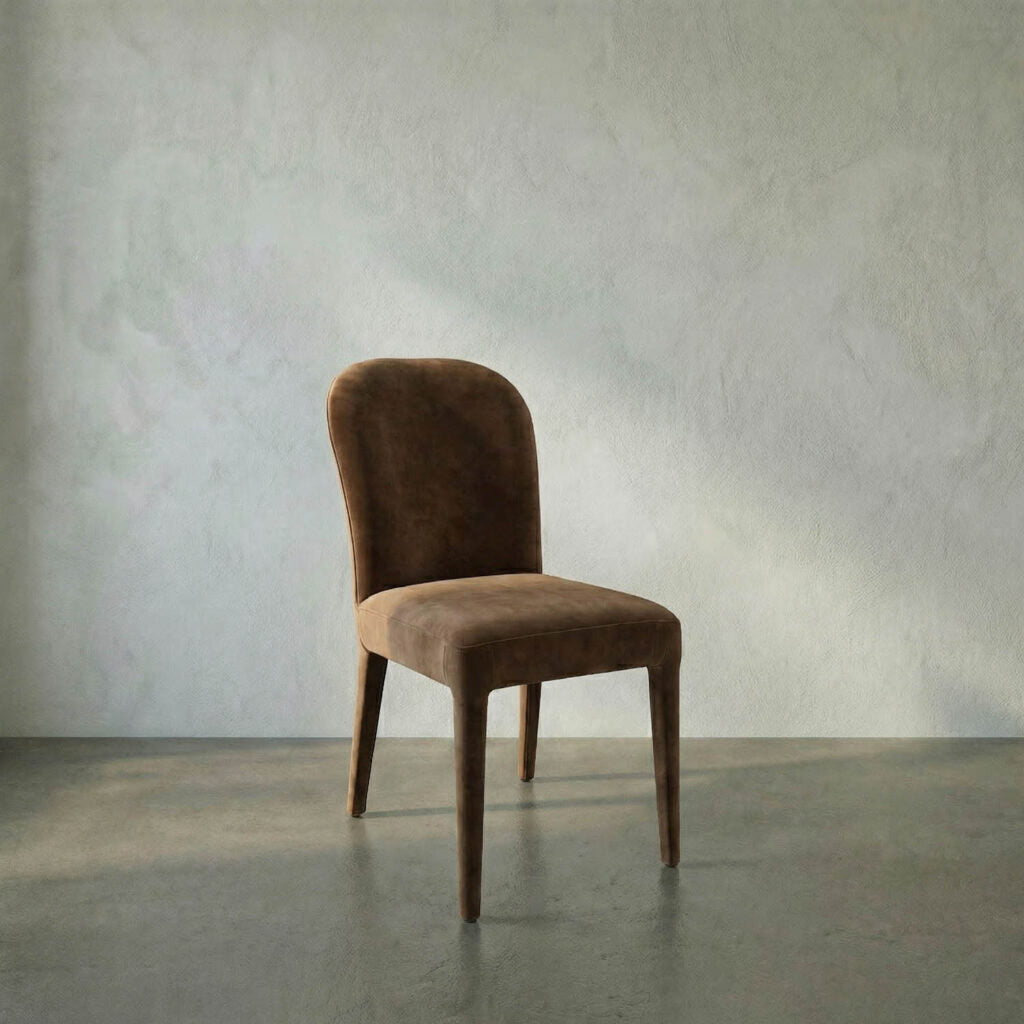 Noir Georgia Dining Chair, Orris Brown Leather