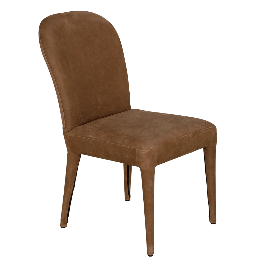 Noir Georgia Dining Chair, Orris Brown Leather