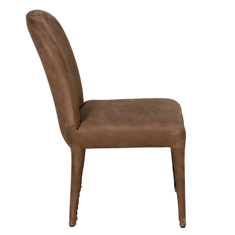Noir Georgia Dining Chair, Orris Brown Leather