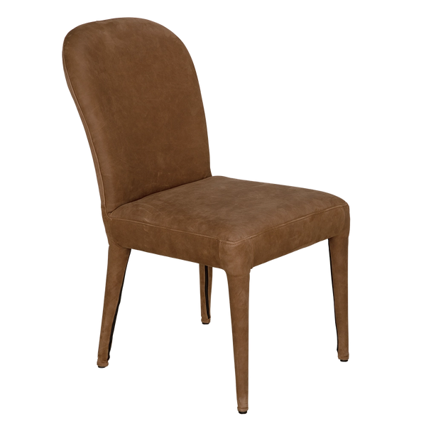 Noir Georgia Dining Chair, Orris Brown Leather