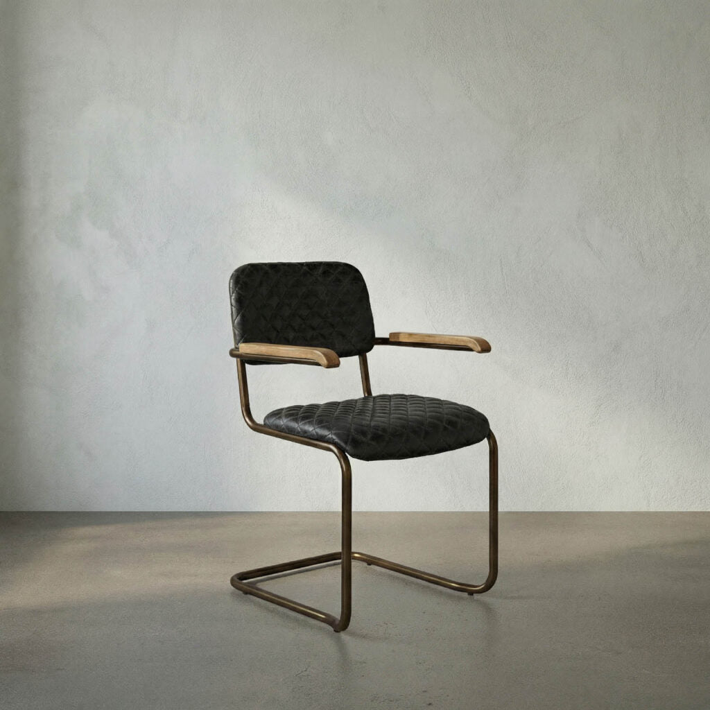 Noir 0045 Arm Chair, Vintage Black Leather