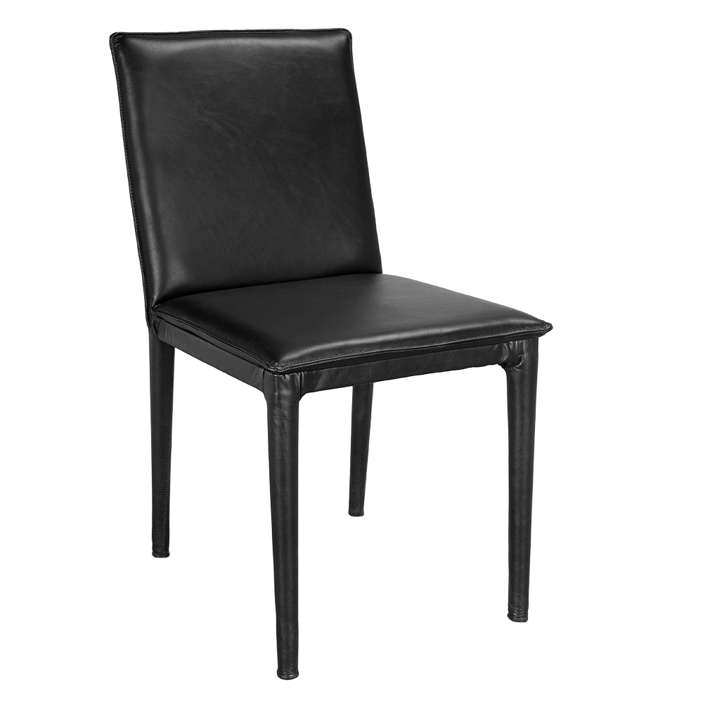 Noir Newton Dining Chair, Ebony Black Leather