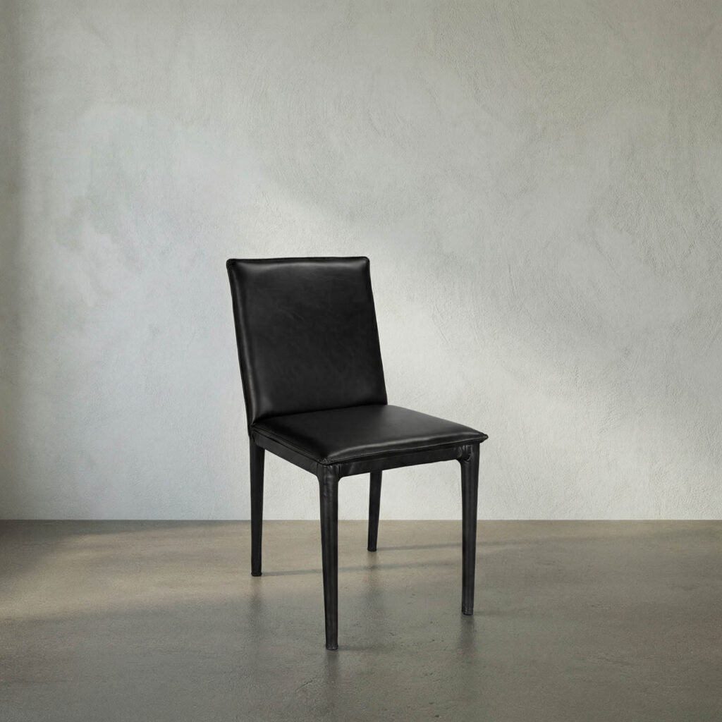 Noir Newton Dining Chair, Ebony Black Leather