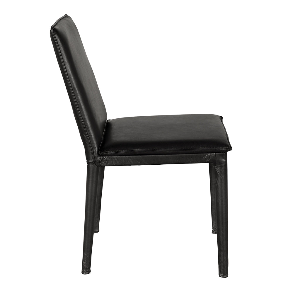 Noir Newton Dining Chair, Ebony Black Leather