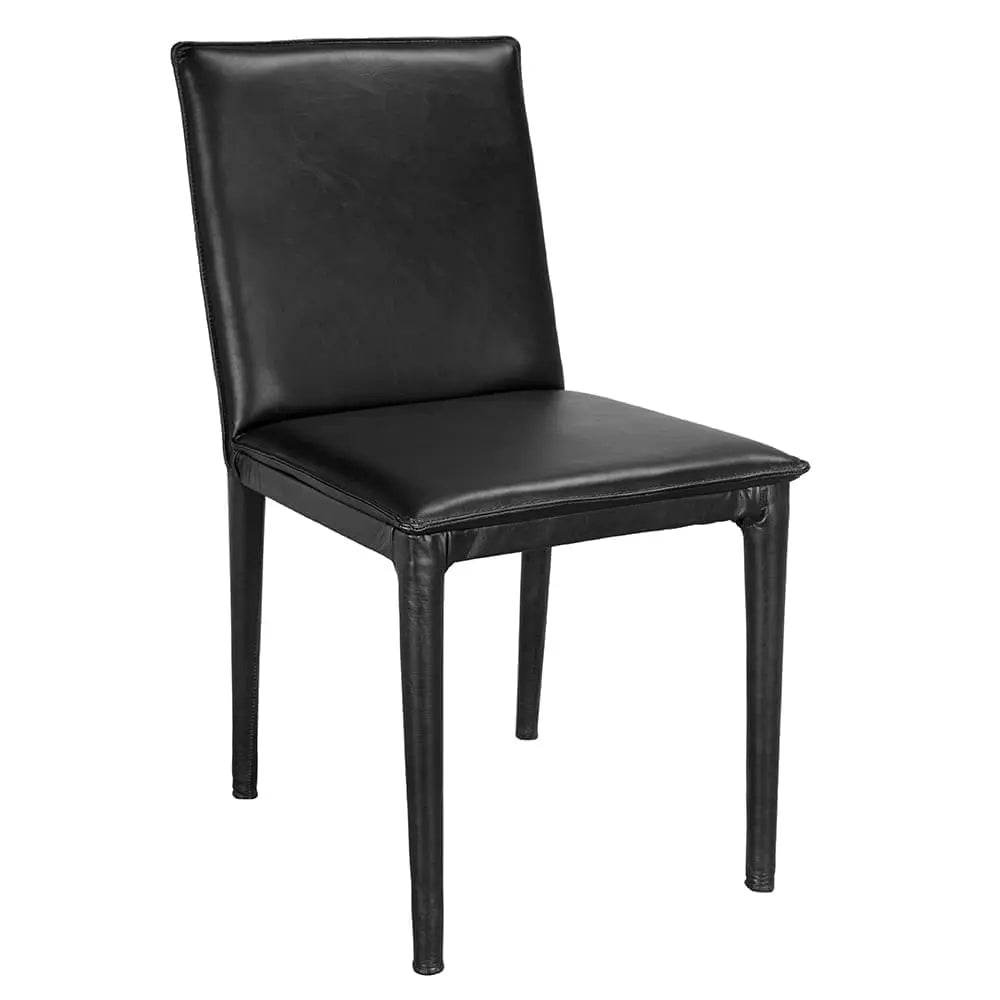 Noir Newton Dining Chair, Ebony Black Leather