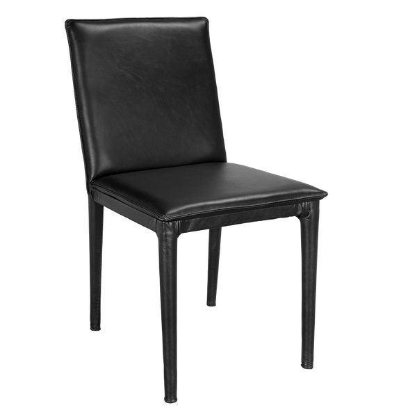 Noir Newton Dining Chair, Ebony Black Leather