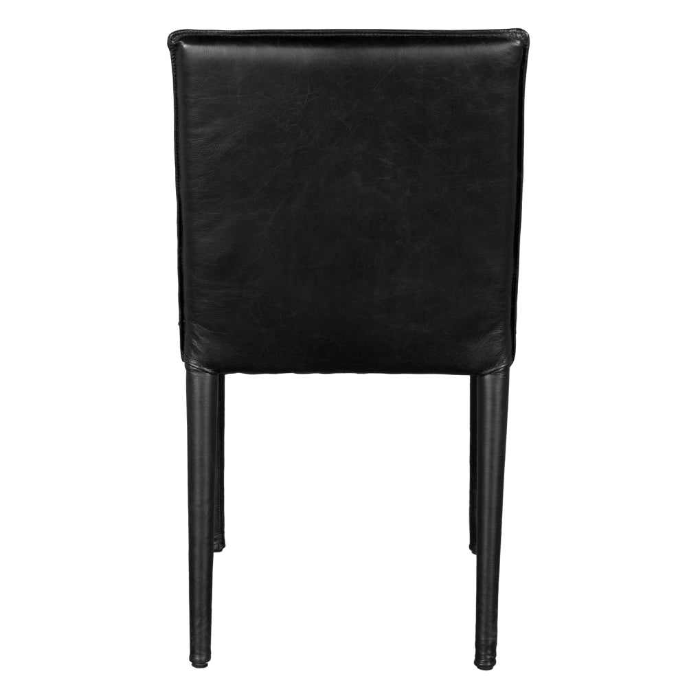 Noir Newton Dining Chair, Ebony Black Leather