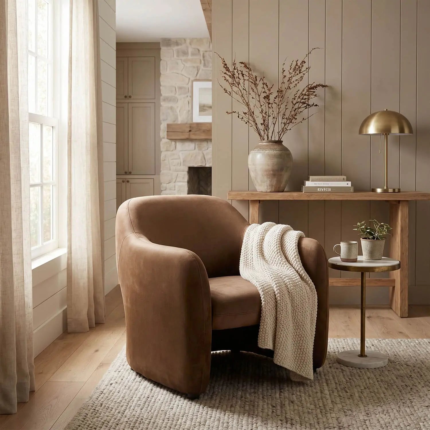 Noir Marx Chair, Brown Velvet
