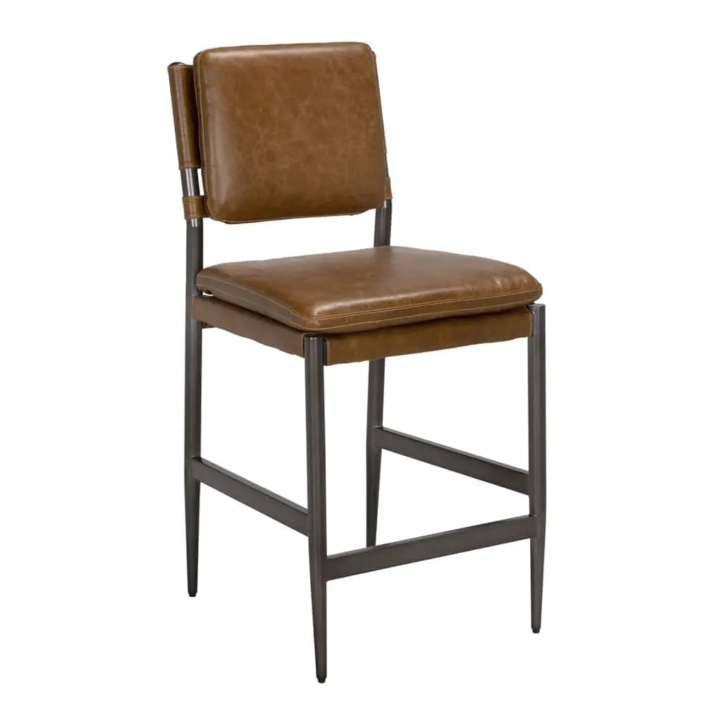 Noir Wooster Counter Chair, Cuba Brown Leather