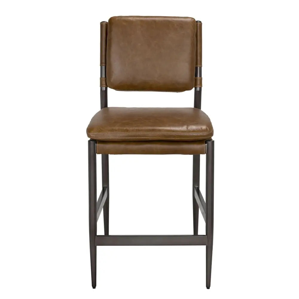 Noir Wooster Counter Chair, Cuba Brown Leather