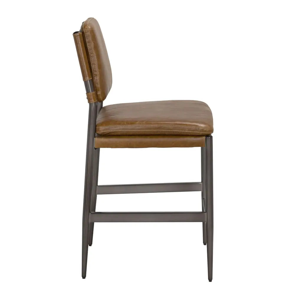 Noir Wooster Counter Chair, Cuba Brown Leather