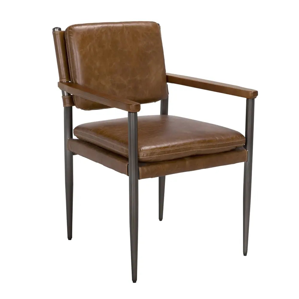 Noir Wooster Dining Chair With Arms, Brown