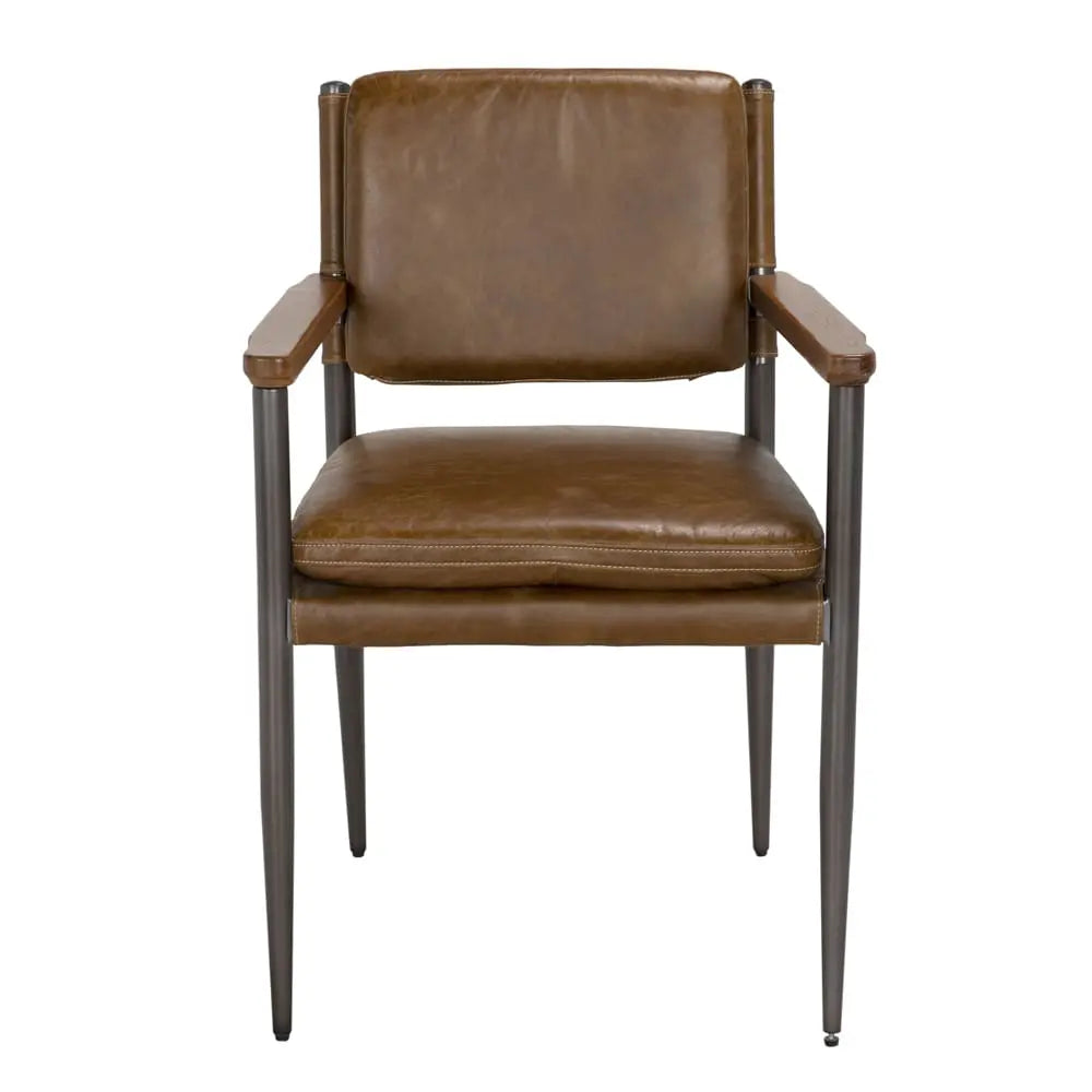 Noir Wooster Dining Chair With Arms, Brown