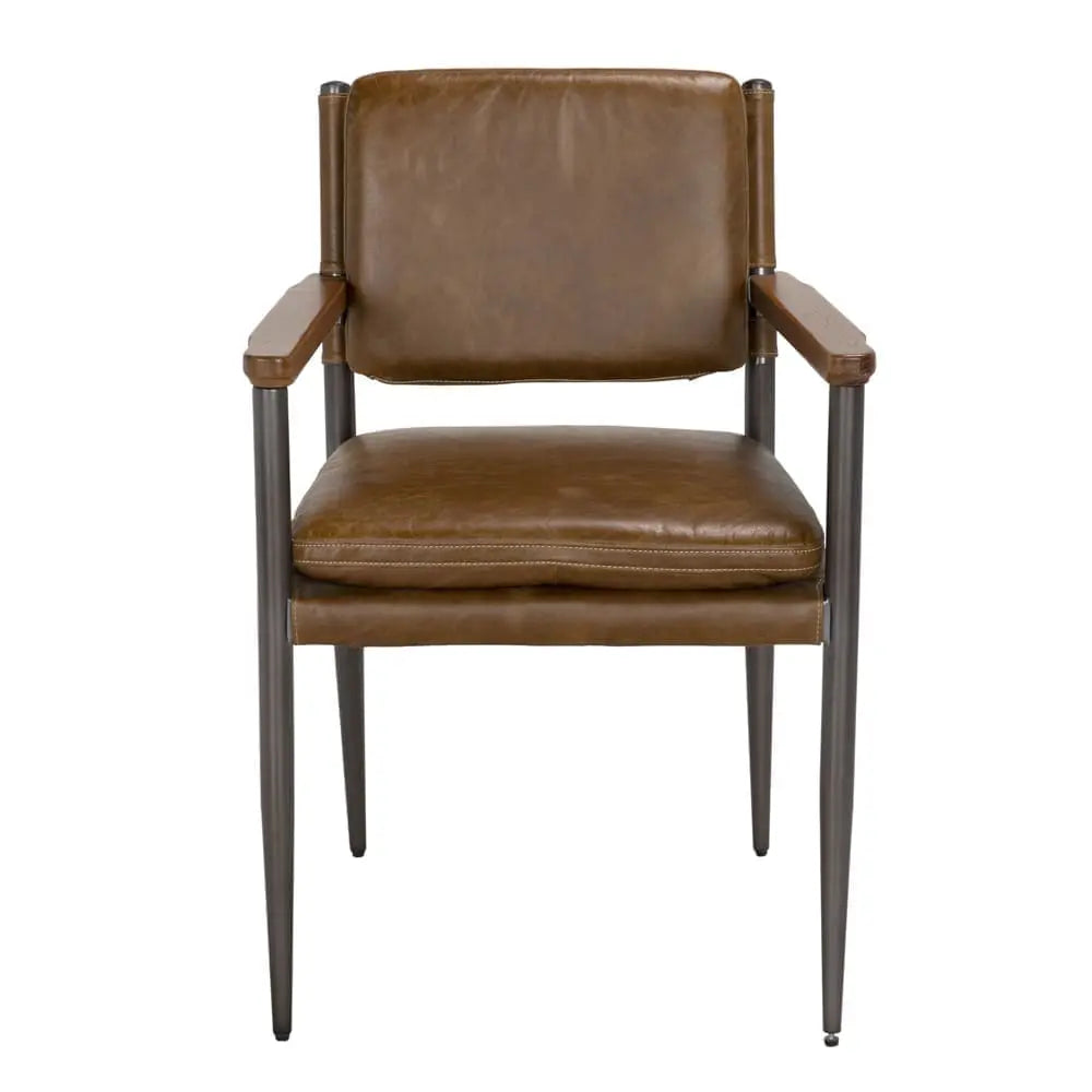 Noir Wooster Dining Chair With Arms, Brown