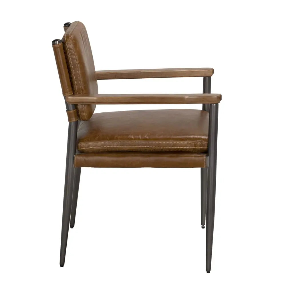 Noir Wooster Dining Chair With Arms, Brown