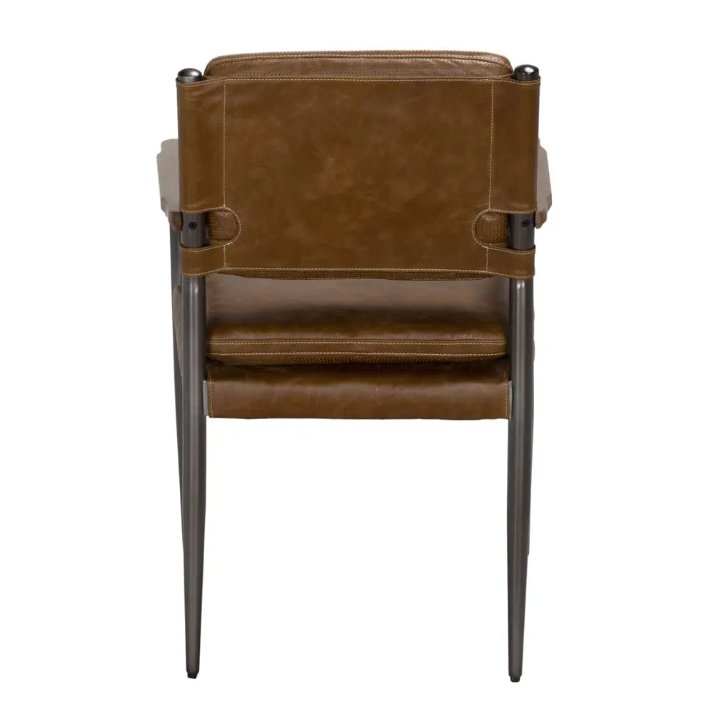 Noir Wooster Dining Chair With Arms, Brown