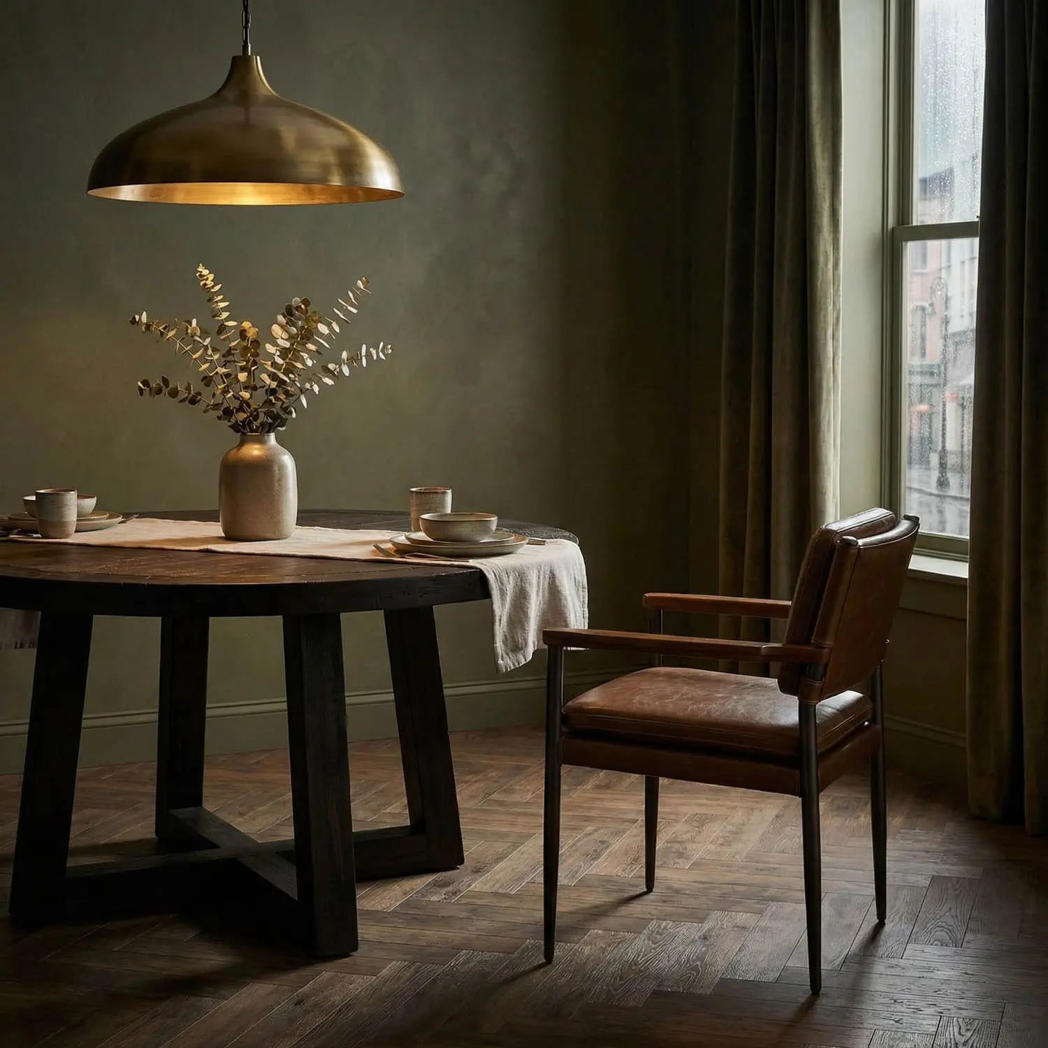Noir Wooster Dining Chair With Arms, Brown