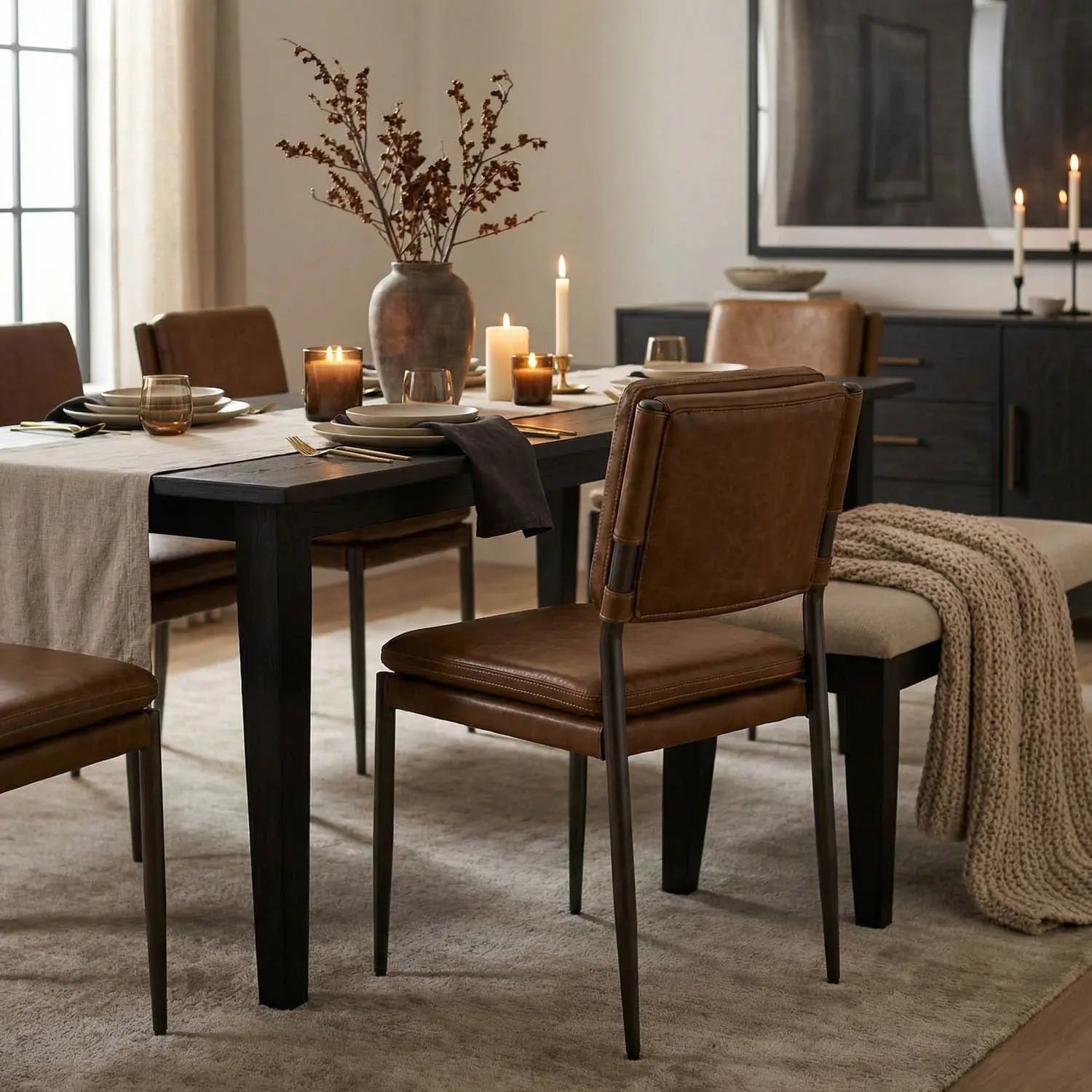 Noir Wooster Dining Chair, Brown
