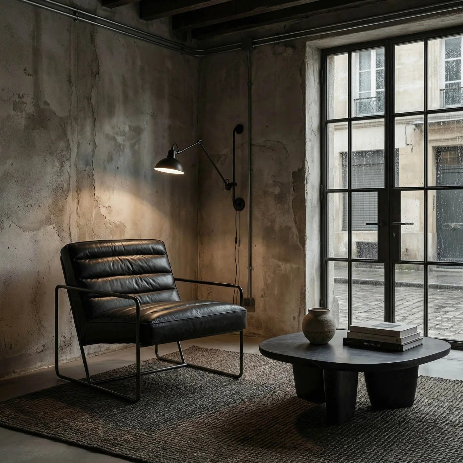 Noir Demeter Chair, Metal And Leather