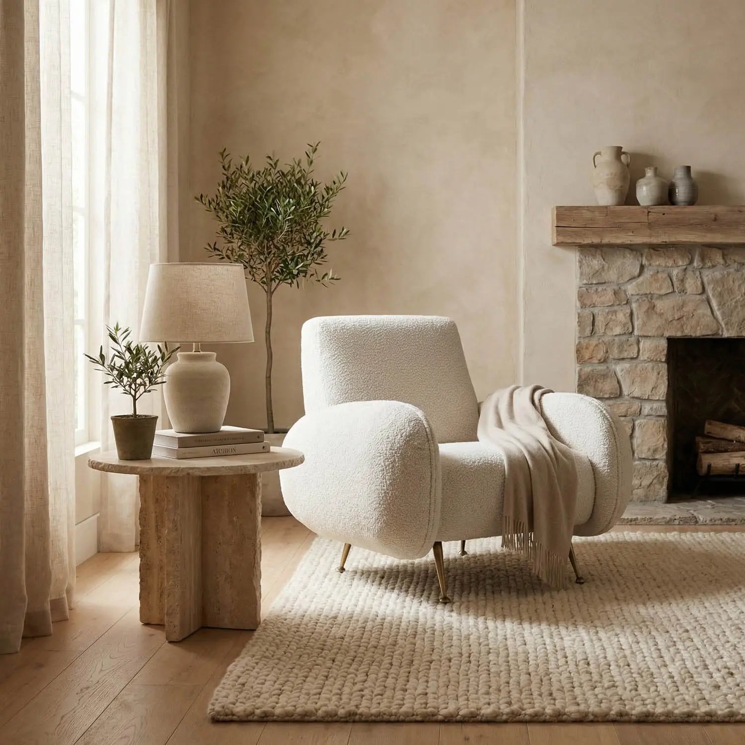 Noir Hera Chair, Boucle Fabric