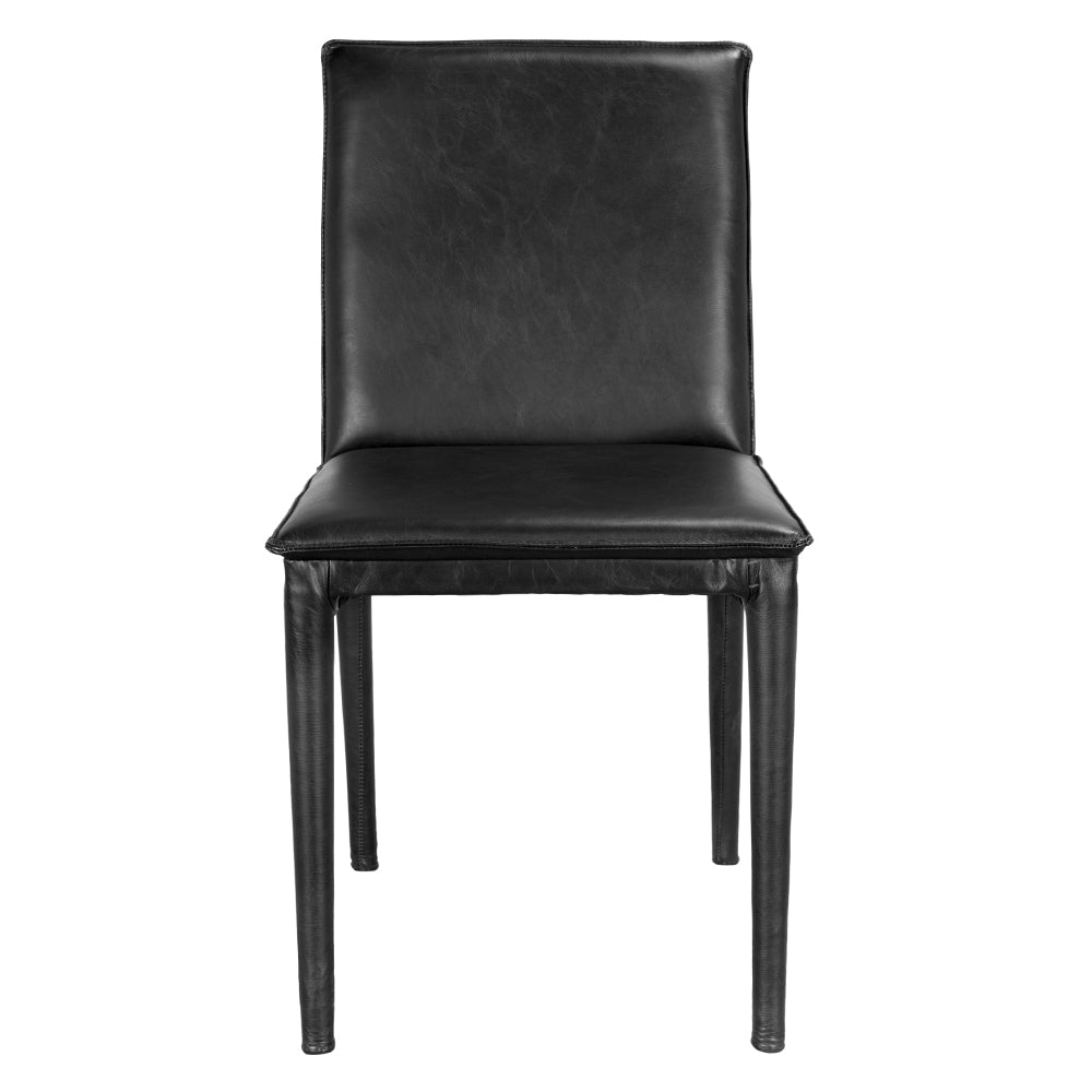 Noir Newton Dining Chair, Ebony Black Leather