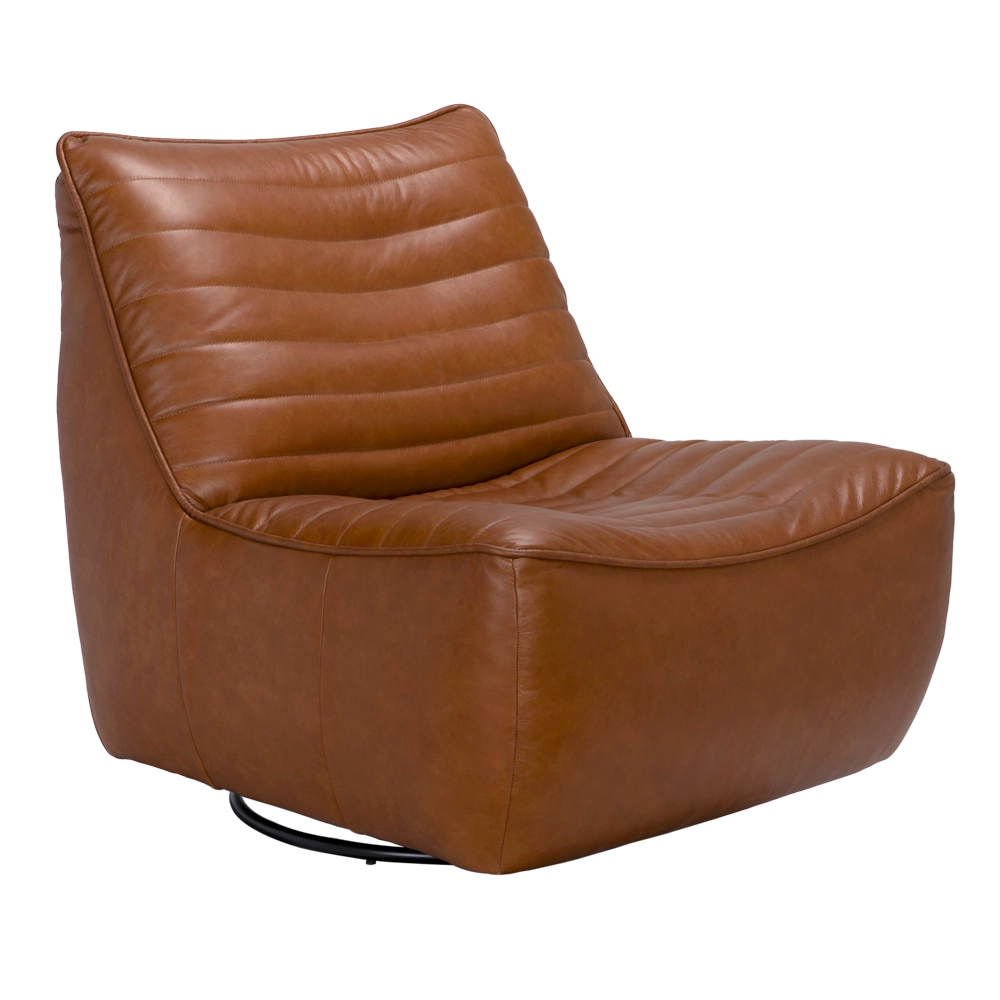 Noir Mcclain Swivel Single Sofa, Roche Tan Leather