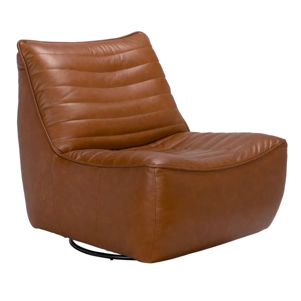Noir Mcclain Swivel Single Sofa, Roche Tan Leather