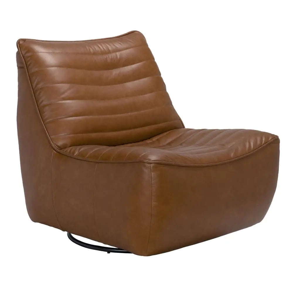 Noir Mcclain Swivel Single Sofa, Roche Tan Leather