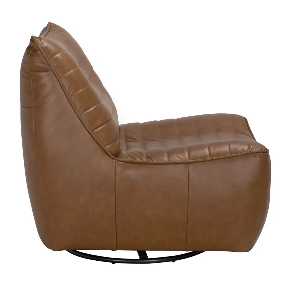 Noir Mcclain Swivel Single Sofa, Roche Tan Leather