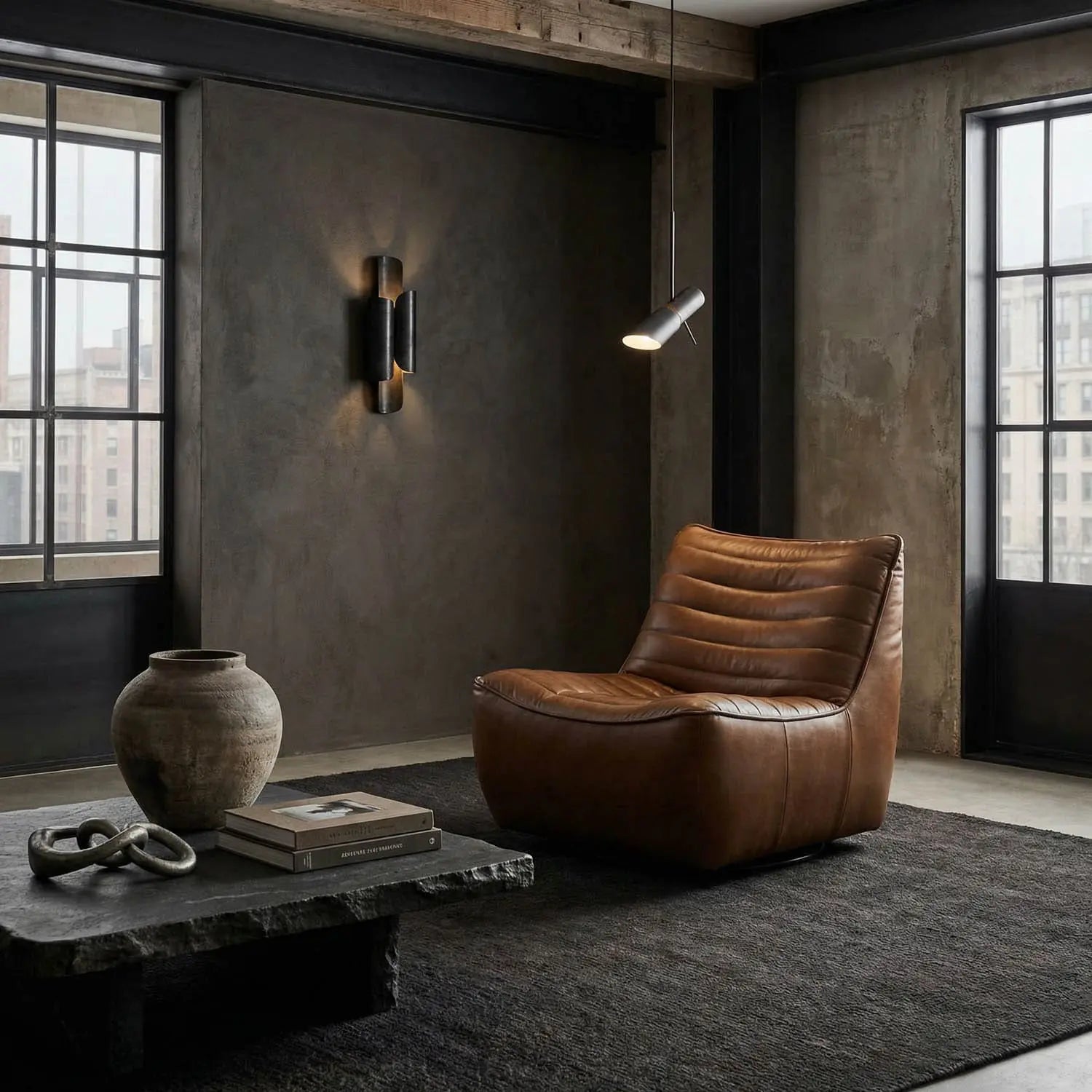 Noir Mcclain Swivel Single Sofa, Roche Tan Leather