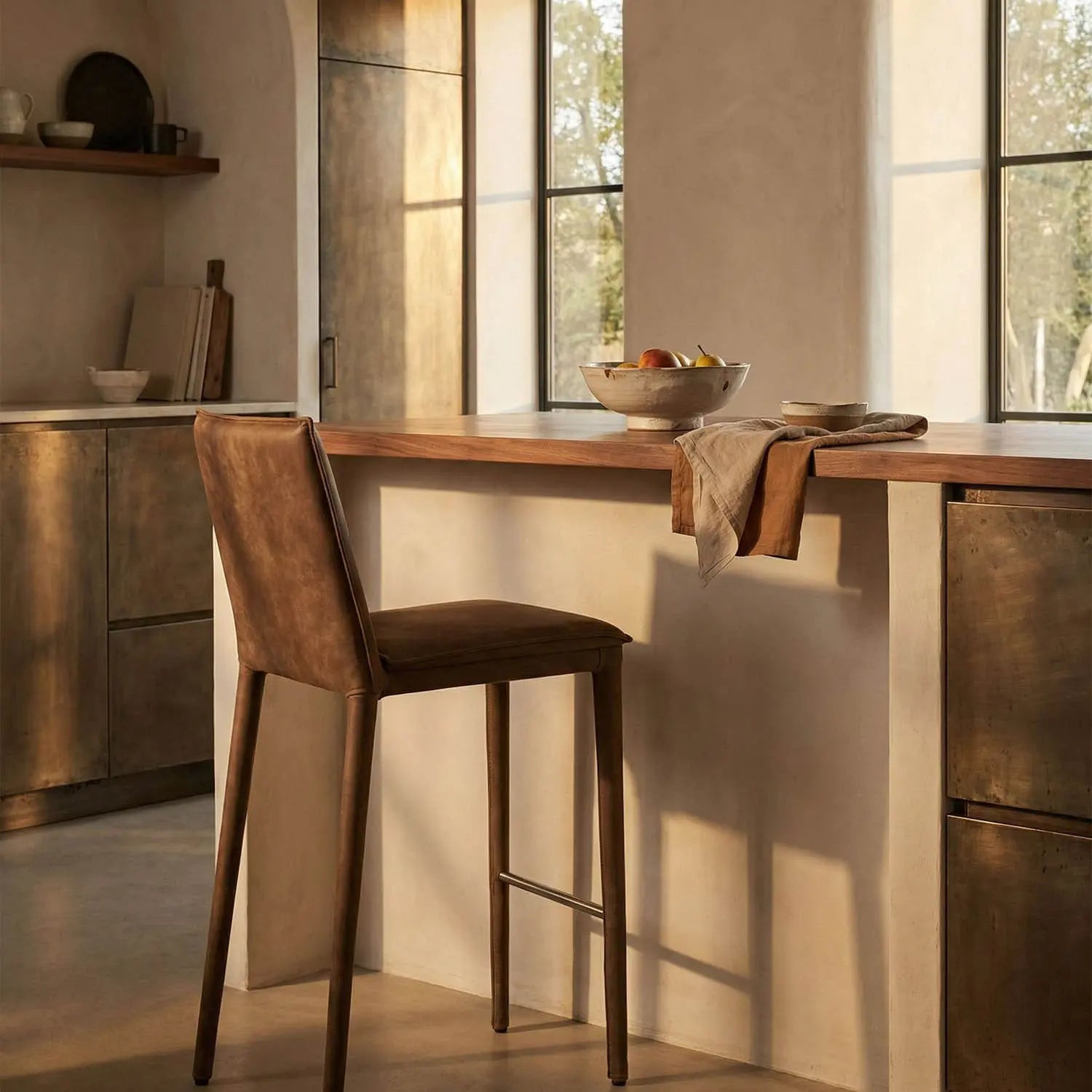 Noir Newton Counter Chair, Orris Brown Leather