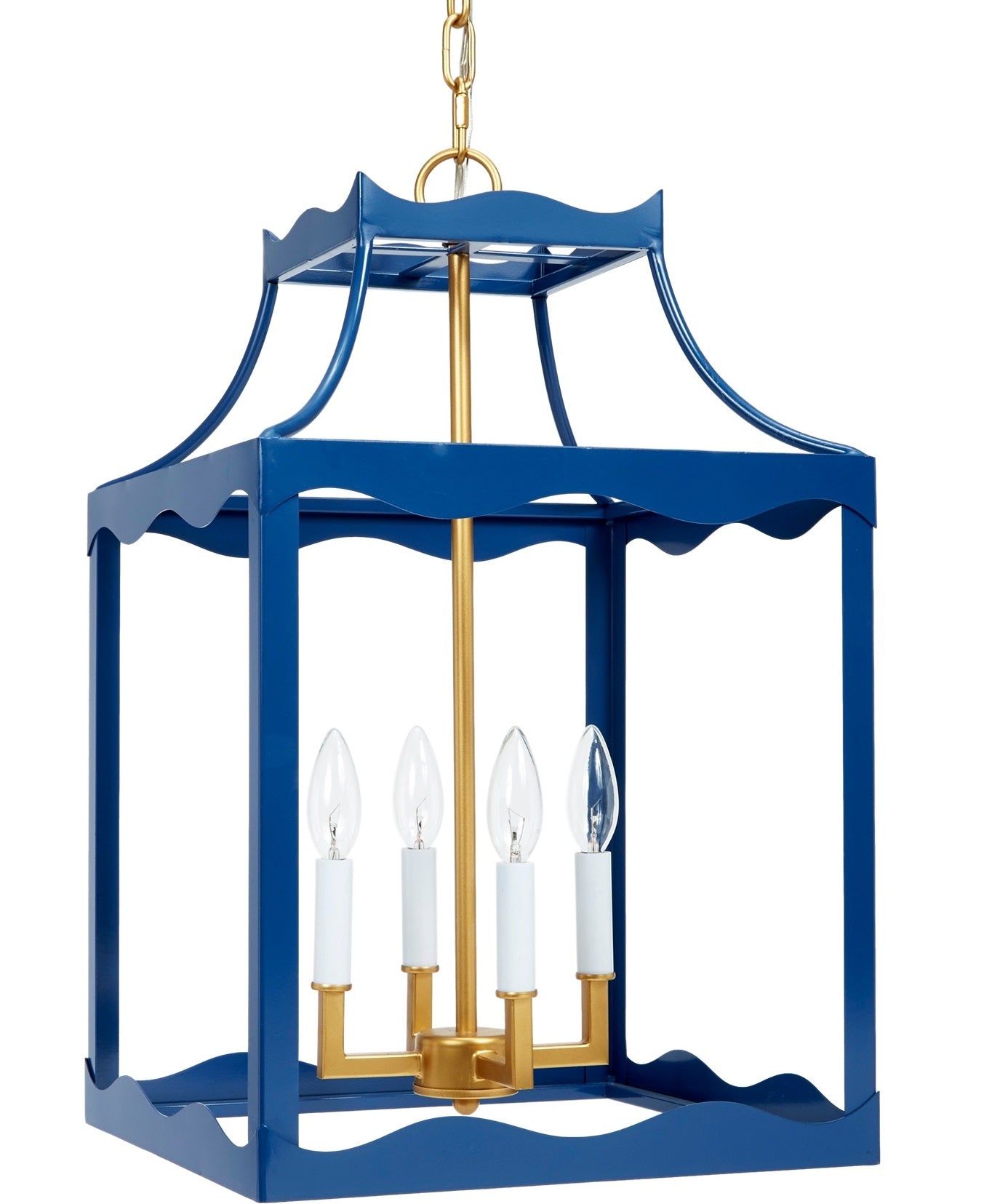 Marin Navy Blue & Gold Metal Lantern by Old World Design