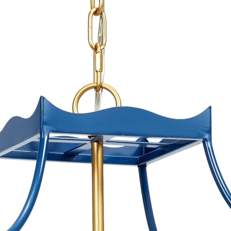 Marin Navy Blue & Gold Metal Lantern by Old World Design