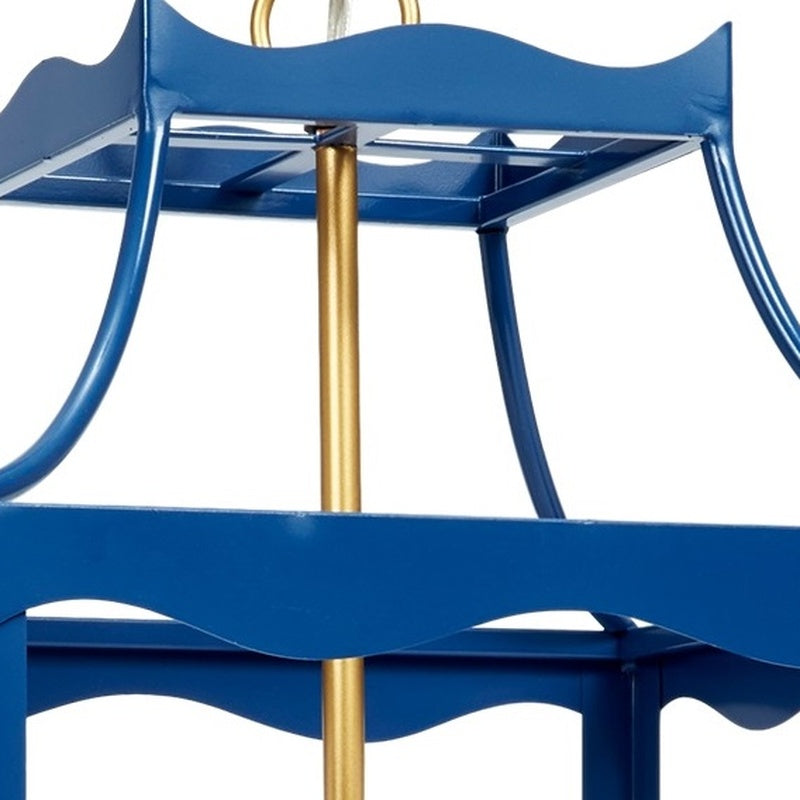 Marin Navy Blue & Gold Metal Lantern by Old World Design