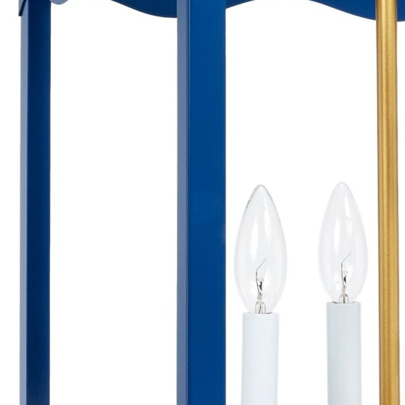 Marin Navy Blue & Gold Metal Lantern by Old World Design