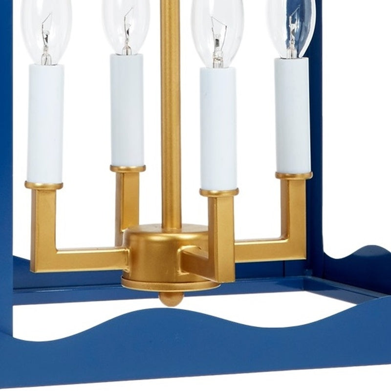 Marin Navy Blue & Gold Metal Lantern by Old World Design