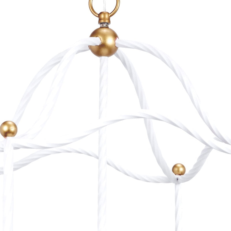 Marie White and Gold Twisted Metal Chandelier by Old World Designs
