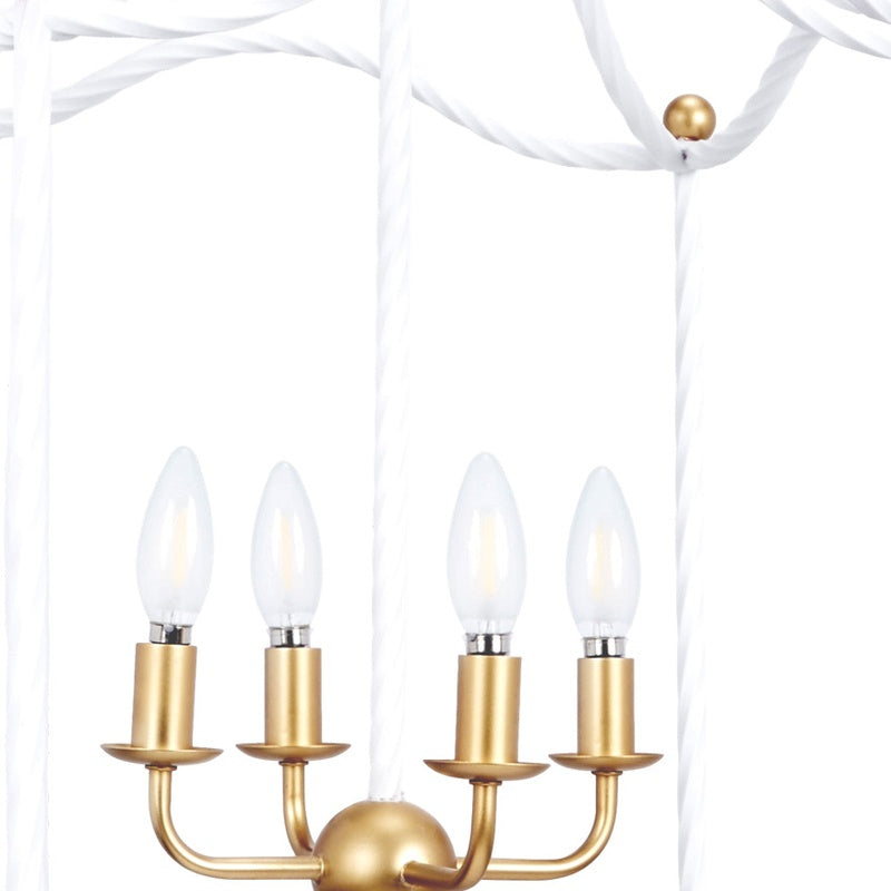 Marie White and Gold Twisted Metal Chandelier by Old World Designs