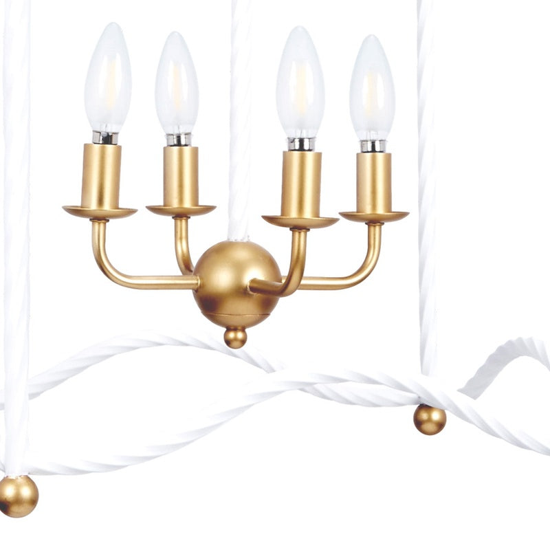 Marie White and Gold Twisted Metal Chandelier by Old World Designs