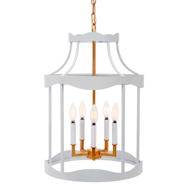Atelier Blue Lantern with Gold Accents