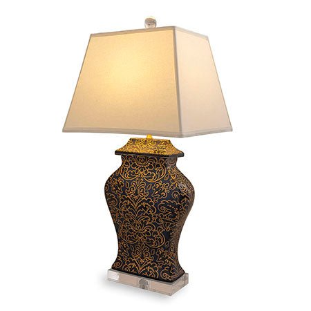 Richmond Damask Indigo Lamp by Williamsburg for Port 68