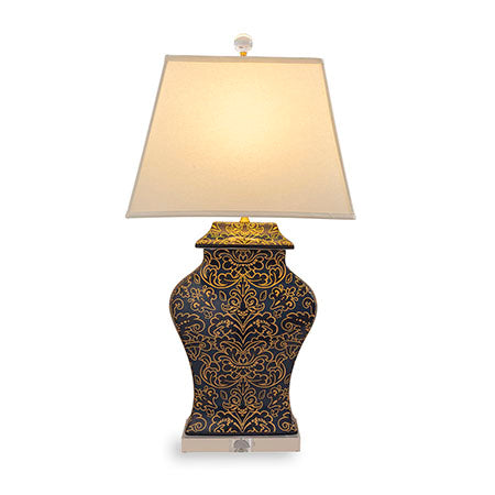 Richmond Damask Indigo Lamp by Williamsburg for Port 68
