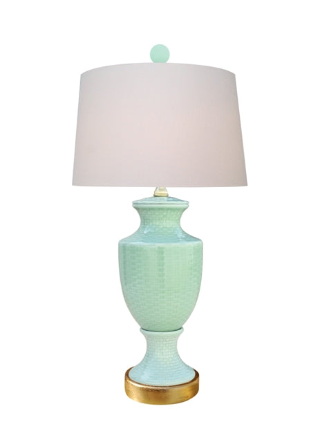 Celadon Aqua Porcelain Vase Lamp